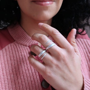 Antique Silver Soft OPEN TWISTED Ring, Open adjustable silver ring, Organic Stacking delicate rock stackable festival fashion retro ring image 4