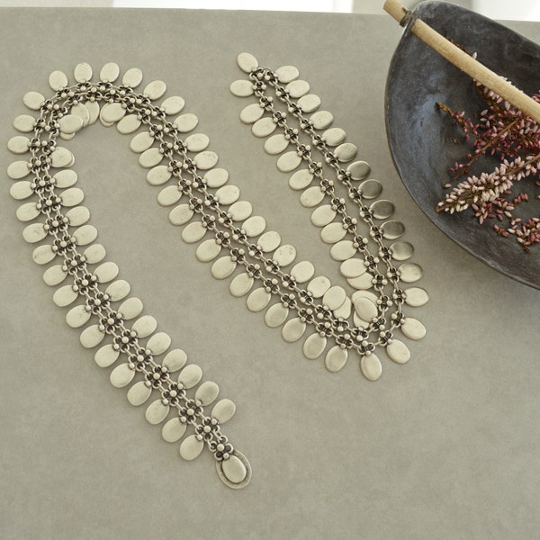 Collar largo turco de plata antigua Y cadena de monedas, joyería de monedas de cadena Y étnica gitana, regalo del día de la madre boho turco