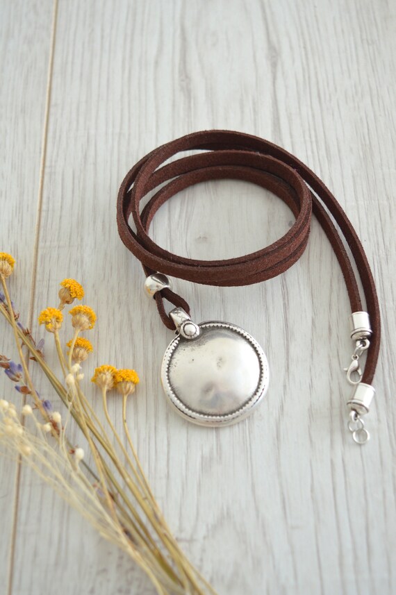 Brown Leather Wrap Necklace Leather Coin Necklace Wrap Choker Necklace Tie up Bolo Necklace Bohemian Leather Jewelry Suede Coin Jewelry Etsy UK