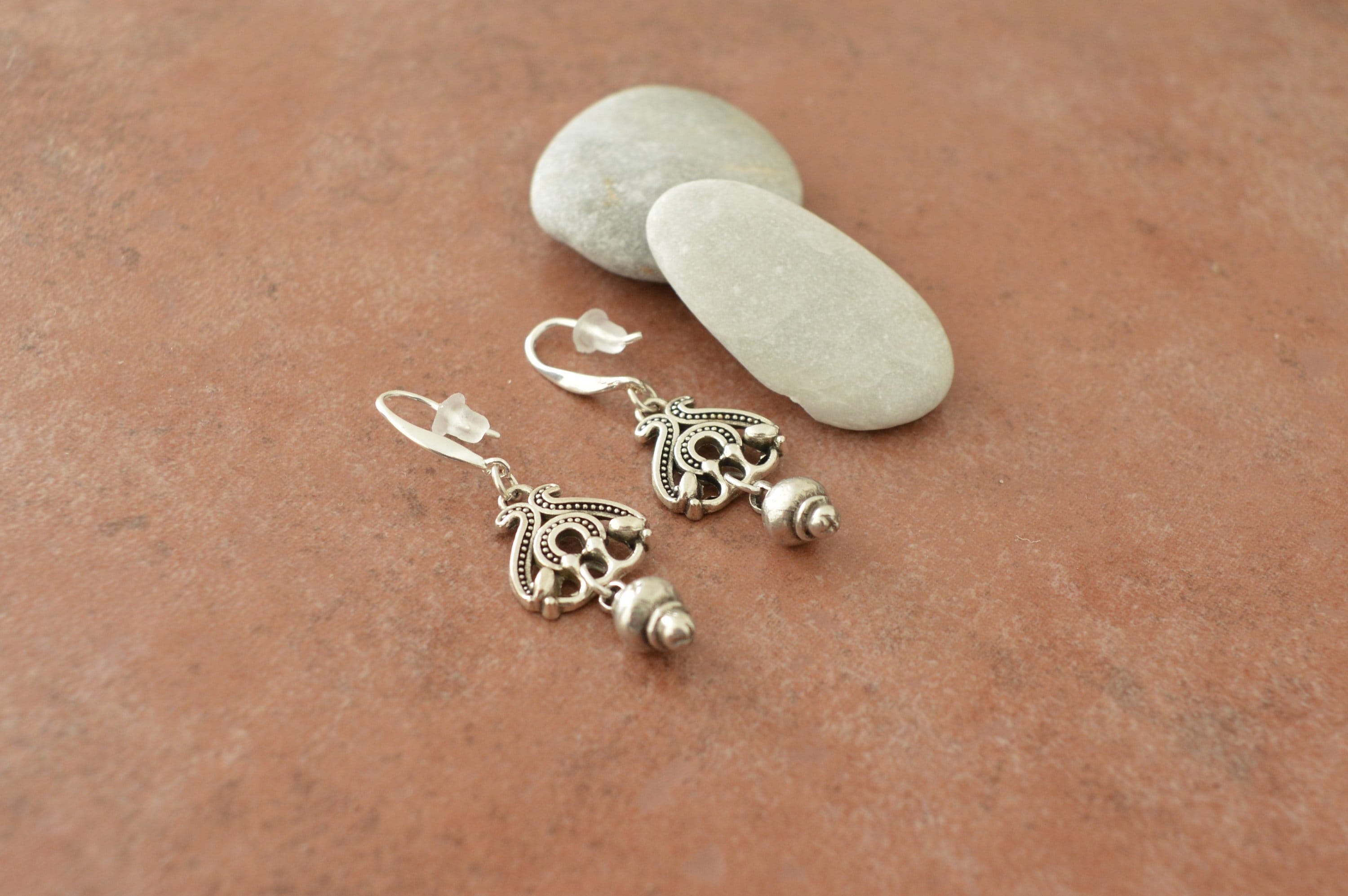 Silver Flower Dangle Earrings: Lightweight Bohemian Jewelry