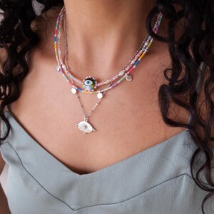 Silver Arabic Symbol Coin Pendant Medallion Necklace: Stainless Steel Chain, Ethnic Tribal Statement Jewelry, Vintage Inspired, Unique Gift image 4