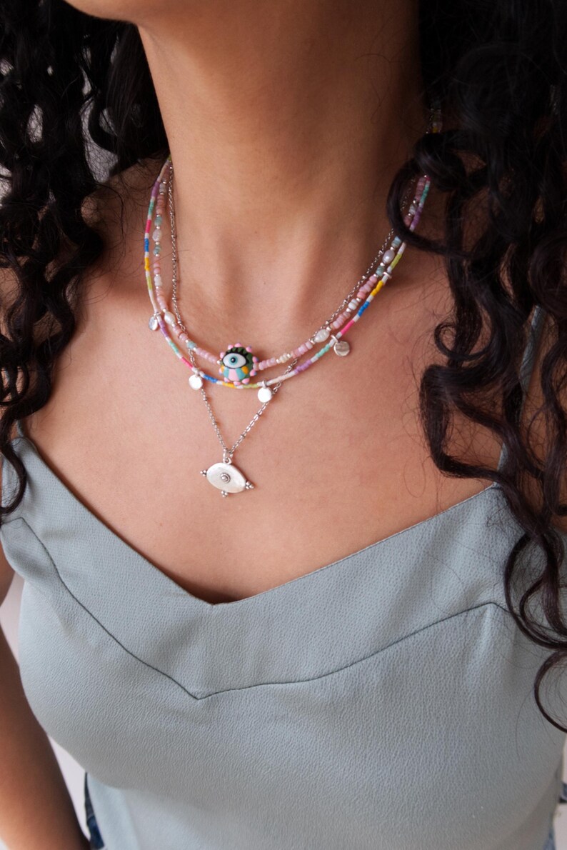 Silver Arabic Symbol Coin Pendant Medallion Necklace: Stainless Steel Chain, Ethnic Tribal Statement Jewelry, Vintage Inspired, Unique Gift image 4