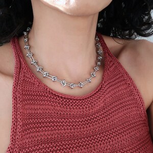 Thick oval KNOT design stainless steel chain choker necklace Bracelet, Punk Rock BikerStyle Trace chain Mix n' Match jewellery, Cool gift 画像 4