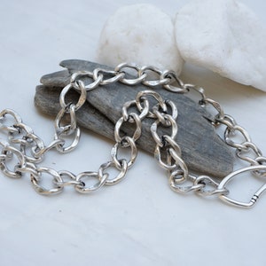 Antique Silver CLIMBER CLIP Chunky chain choker, Thick Chain Necklace, Punk Rock BikerStyle jewelry, Trace chain necklace, Cool gift for her image 4