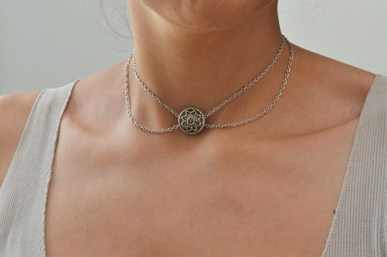 Super beauty product restock quality top! Double Silver chain Superlatite choker necklace Native American Jewelry Bo
