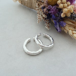 Silver Hammered Ring: Thick Open Band, Minimalist Layering, Modern Sculptural Jewelry, Handmade Bold Statement Ring, Minimalist Gift for Her