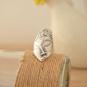 Replica of Archaeological Finds Ring Jewellery, Archaeological Face Ring, Adjustable Stackable Silver Statement Ring, Ancient Greek Jewelry