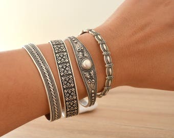 Bohemian Antique silver TWISTED bangle cuff stacking bracelet, Arm Candy, Tibetan Nepalese Indian inspired Cuff Bangle Bracelet Jewellery