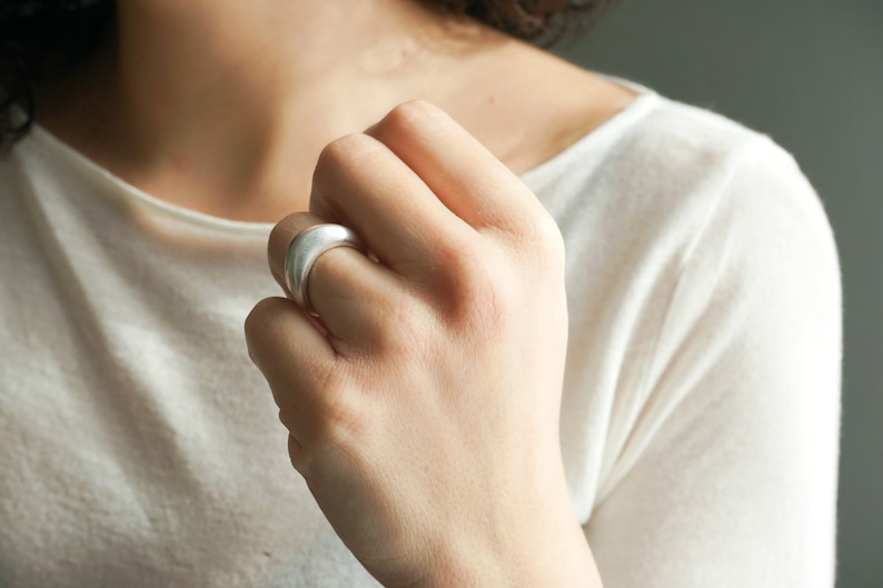 Antique Silver Soft Curve Ring, Organic Shape adjustable layer ring, Stacking delicate minimalist flowing design ring, Layered chic ring One Ring