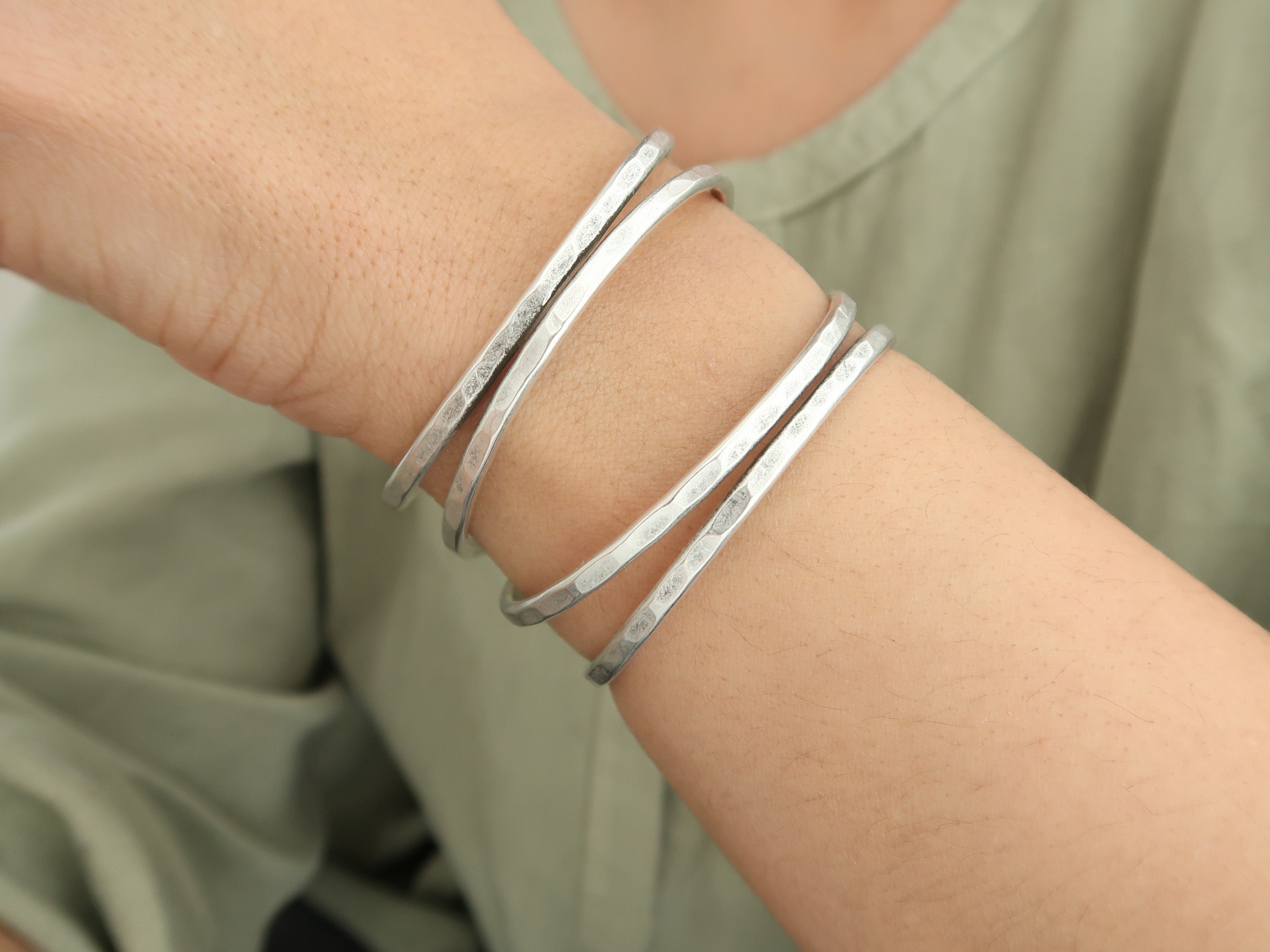 Antique Silver Hammered Two INTERSECTING CURVED LINES Cuff Antique Silver Hammered Two INTERSECTING CURVED LINES Cuff