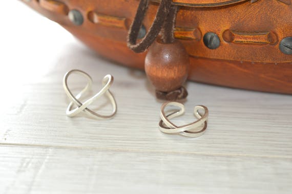 Large/small Silver X Ring: Geometric Knuckle Ring, Handmade Rock