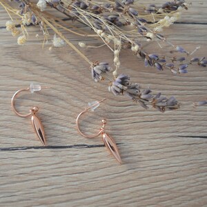 Rose Gold Spike charm earrings, Rose Gold dangling drop earrings, Rose Gold Stud Earrings, Bohemian Rose Gold Bridesmaid Earrings image 2