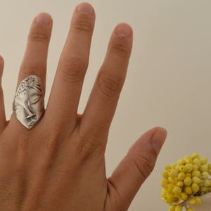 Replica of Archaeological Finds Ring Jewellery, Archaeological Face Ring, Adjustable Stackable Silver Statement Ring, Ancient Greek Jewelry image 10