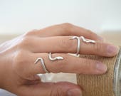 Bohemian Silver Snake Knuckle Midi Pinky Ring, Silver Stackable Animal Ring, Silver Adjustable Ring, Gift for Her