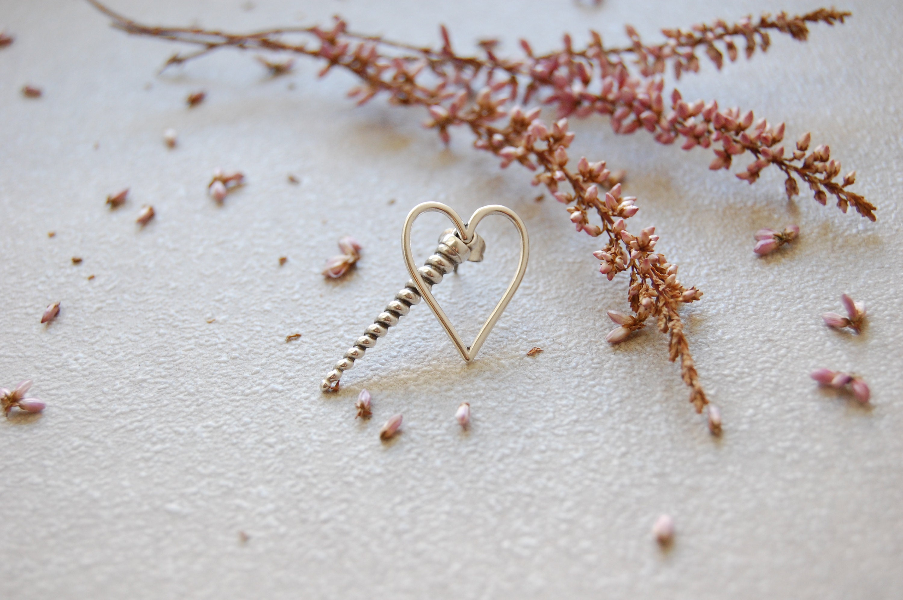Silver HEART Unicorn Horn Ear Jacket Earrings, Love Jewelry