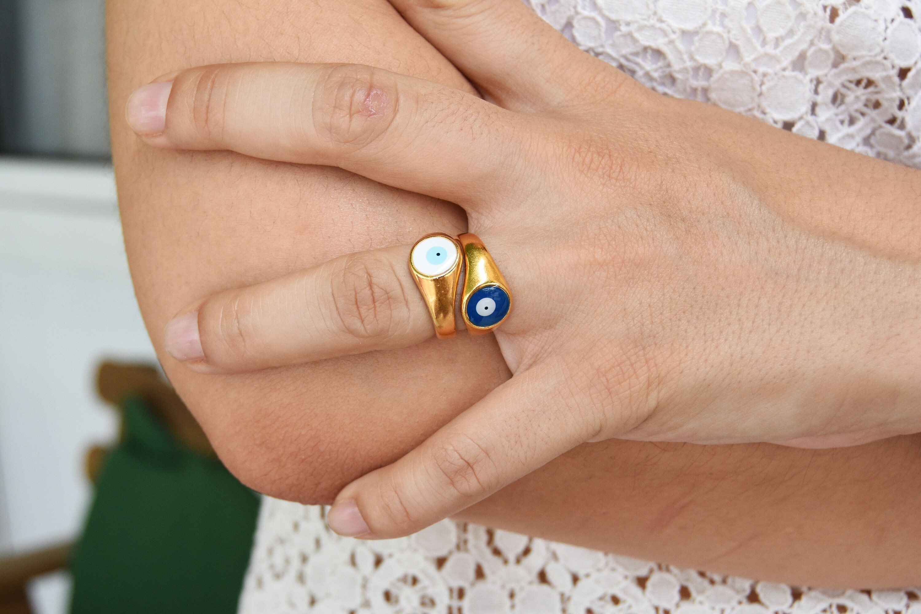 Silver EVIL EYE PROTECTION Knuckle Midi Pinky Ring Turquoise Etsy