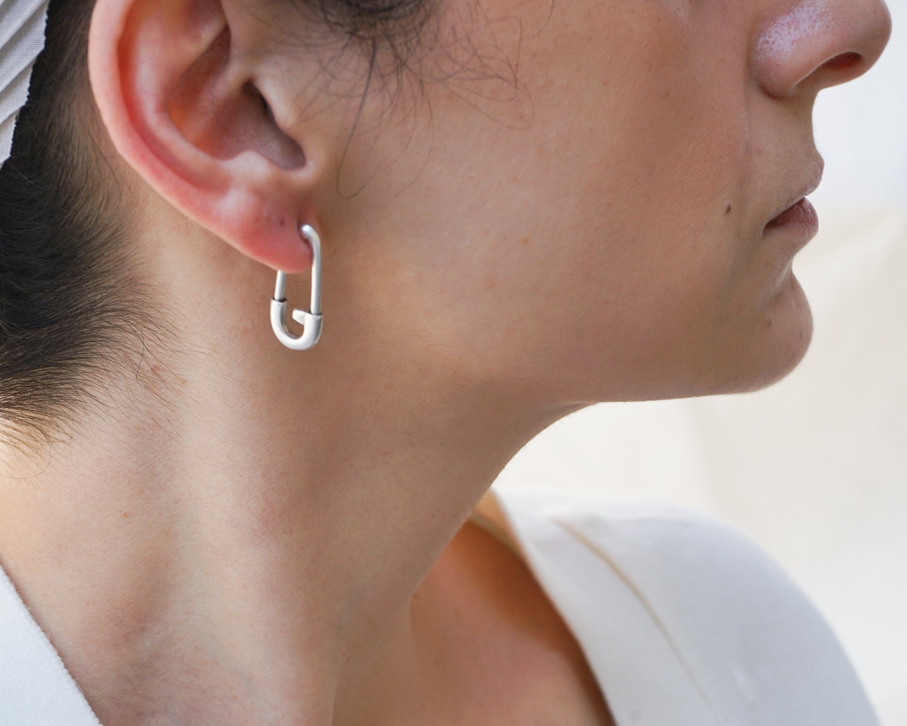 Silver Safety Pin Stud Earrings Large safety pin earrings Etsy