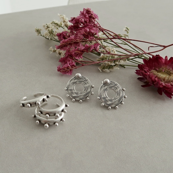 Anello Regolabile Aperto In Argento 925 Con Linee Curve Chic-Net, Gioiello Unisex Minimal, Argento