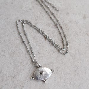 Silver Arabic Symbol Coin Pendant Medallion Necklace: Stainless Steel Chain, Ethnic Tribal Statement Jewelry, Vintage Inspired, Unique Gift image 7