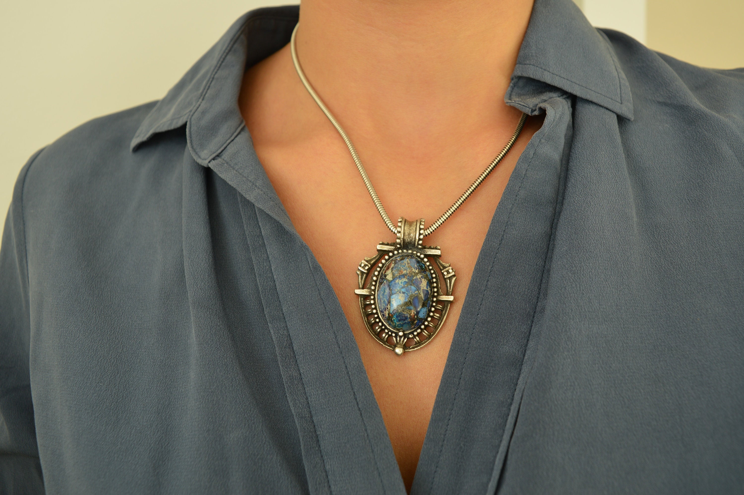 Antique Silver Victorian Style Necklace 