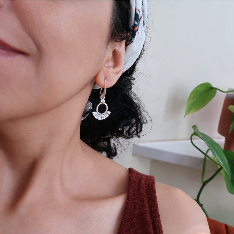 Silver Tuareg Shield Earrings: Bohemian Ethnic Tribal Dangle Earrings, Festival Dangles, Free People Style, Cultural Statement Gift for Her image 10