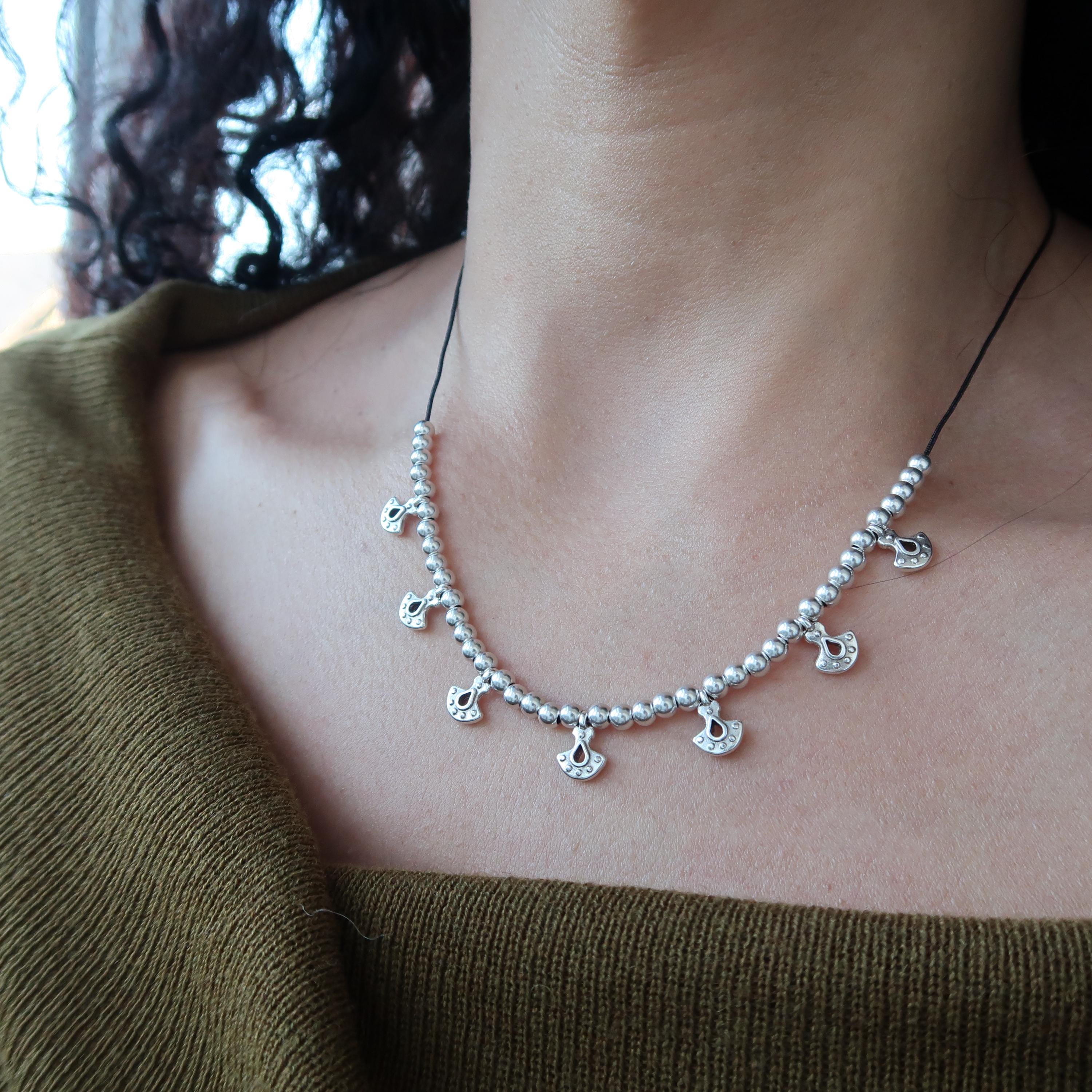 Collier Ras Du Cou Touareg - Perles D'argent 900 Et Perles Bleues Du Désert - Neuf