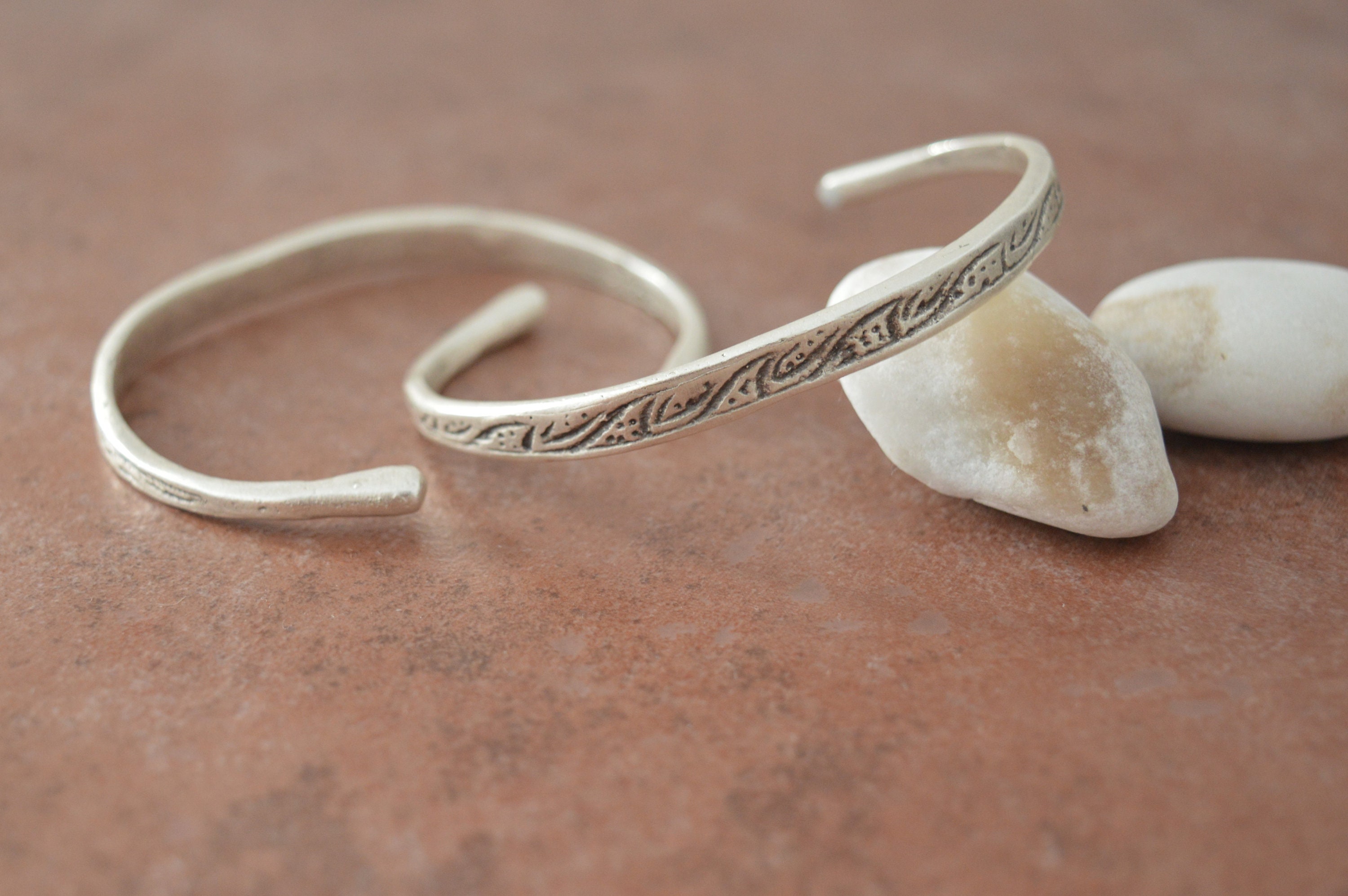 Antique silver engraved WAVE cuff stacking bracelet, Arm Candy