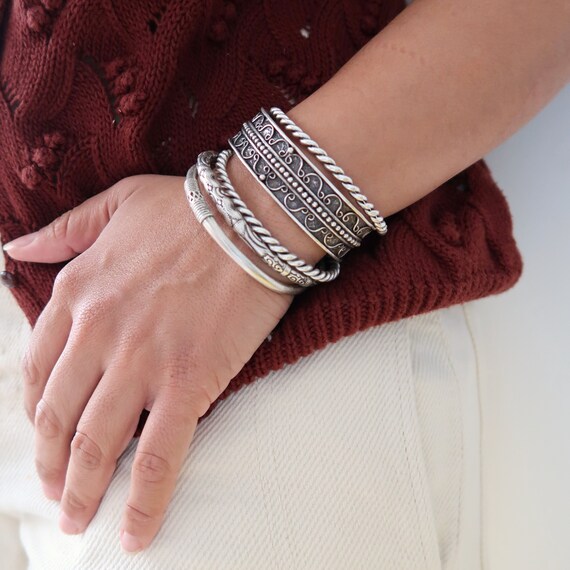 Carmel Apple Vintage Native American Navajo Sterling Silver Coiled Wood Bracelet Carmel Apple Vintage Native American Navajo Sterling Silver Coiled Wood Bracelet