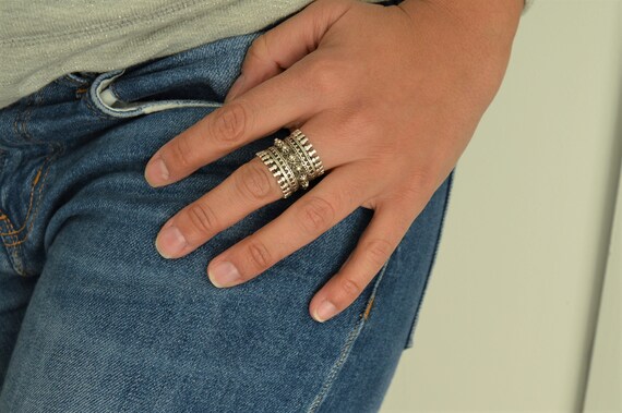 Antique Silver Shield Armor Ring: Adjustable Statement Ring