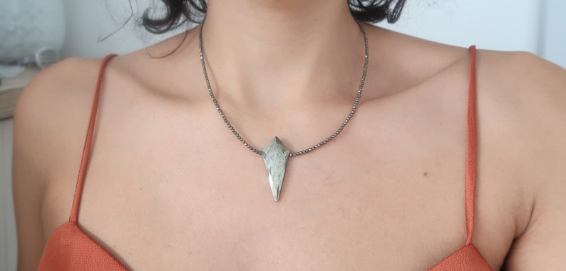 PYRIET kralen edelsteen ketting met pijlpunt hanger, Boho moderne delicate punk rock stijl halfedelstenen sieraden, cadeau voor haar afbeelding 6