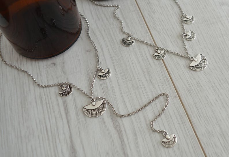 Lariat Tuareg Y shaped Necklace Contemporary jewelry Silver chain Tuareg choker necklace Boho Bohemian Delicate Contemporary Necklace