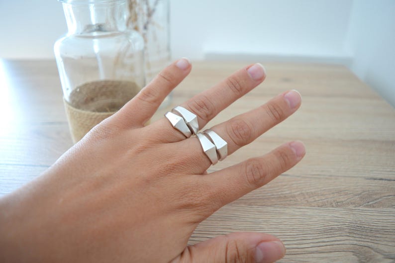 Silver CREST Ring, Bohemian Statement Spiked Edgy Knuckle Midi Ring, Silver Stackable Ring, Silver Adjustable Ring, Gift for Her image 9