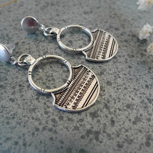 African Tuareg Shield Earrings, Silver dangle earrings, Bohemian Ethnic Tribal earrings, statement earrings, silver Tuareg jewelry image 4