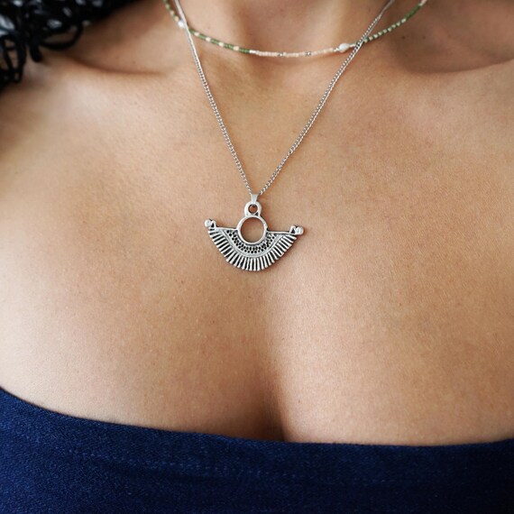 Sterling Silver Open Circle Necklace - - .925 Sterling Silver Karma Central Choker Necklace