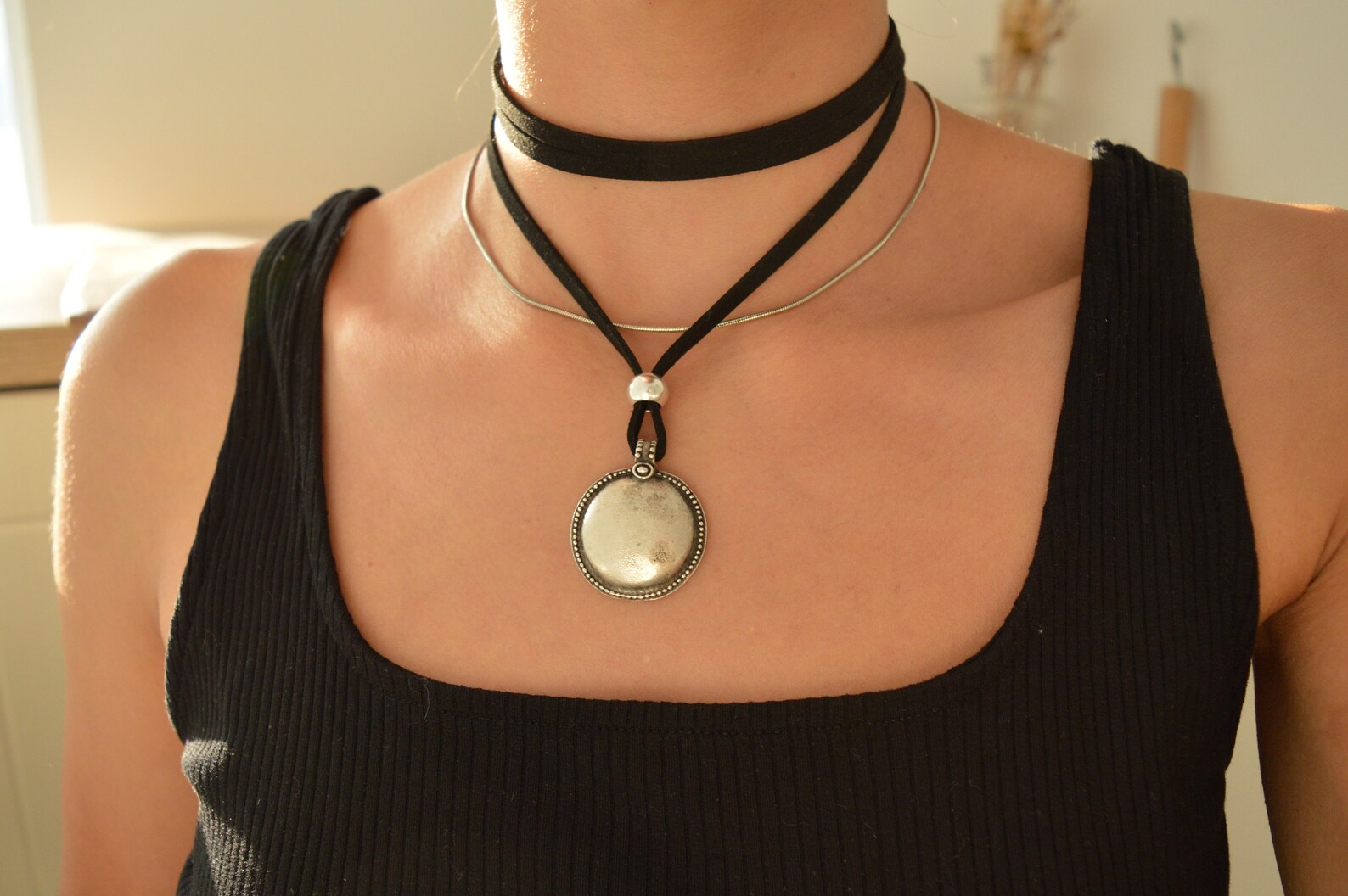 Leather wrap necklace Clearance