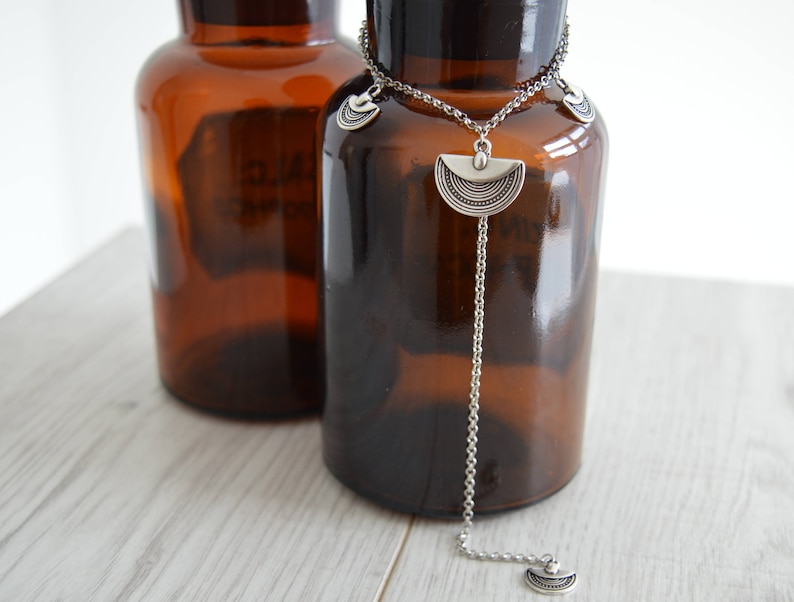 Lariat Tuareg Y shaped Necklace Contemporary jewelry Silver chain Tuareg choker necklace Boho Bohemian Delicate Contemporary Necklace