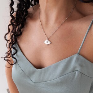 Silver Arabic Symbol Coin Pendant Medallion Necklace: Stainless Steel Chain, Ethnic Tribal Statement Jewelry, Vintage Inspired, Unique Gift image 2