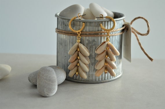 Cowrie shell hoops deals