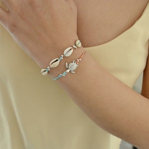 Silver TURTLE charm bracelet, black or colourful, macrame adjustable bracelets, Bohemian Hippie Beach Tropical Summer Jewellery, Cheap Gift image 2