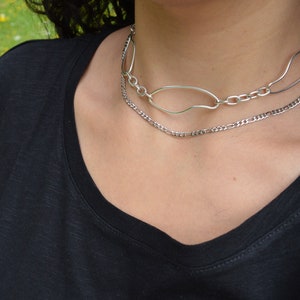 Antique Silver Thick Oval Chunky Chain Choker Steel Chain - Etsy