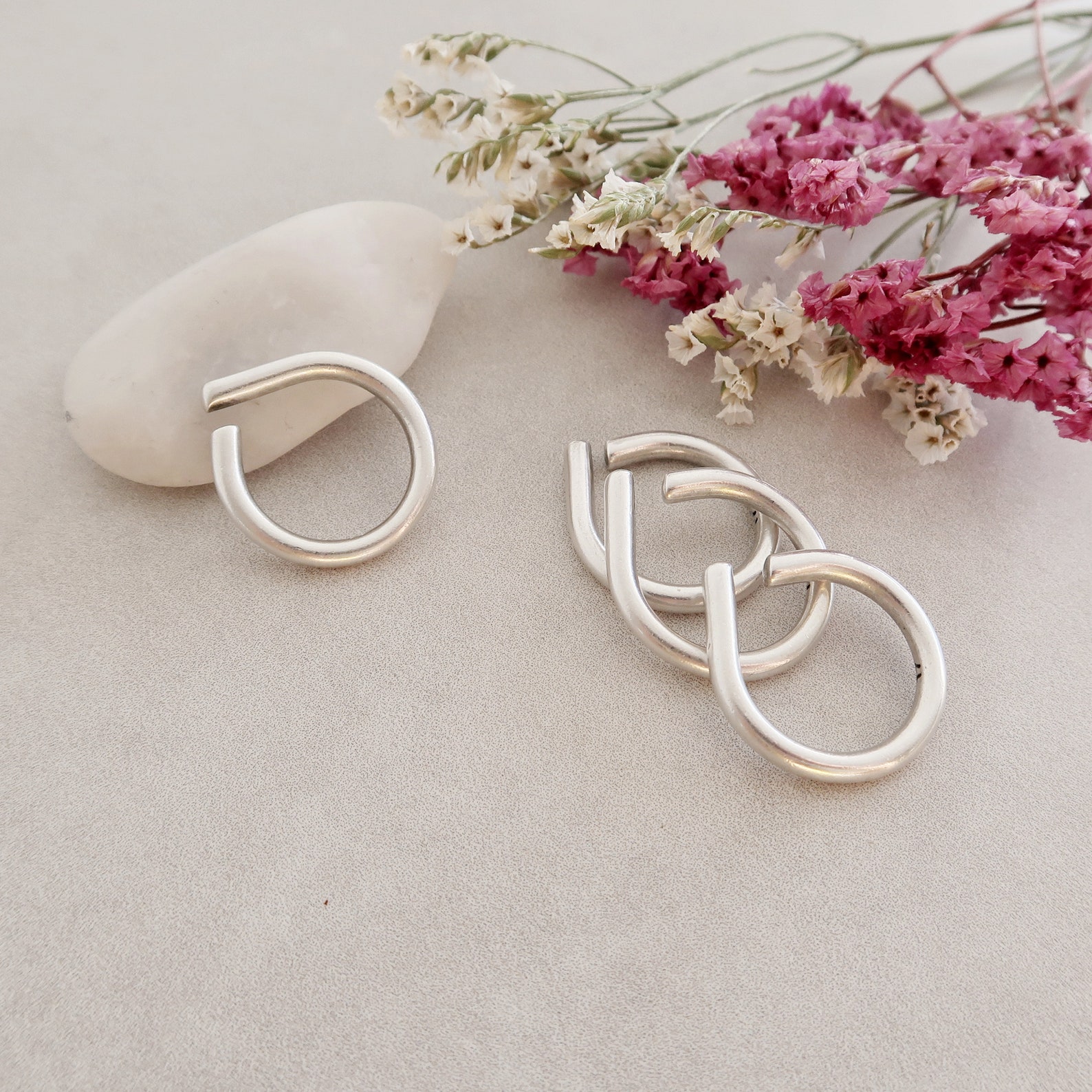Antique Silver Soft Open Corner Ring Organic Shape Adjustable - Etsy