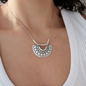 Antique Silver Greek SHIELD pendant layered necklace, Ancient Greek Inspired jewelry, Ethnic Tribal Historic Hellenic Medallion Necklace image 2