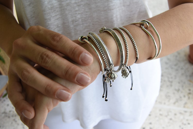 Stacking Wristband Bracelets,Cuff Party Antique Silver circle engraved cuff Bohemian Delicate Minimalist Cuff Free People Style Jewellery
