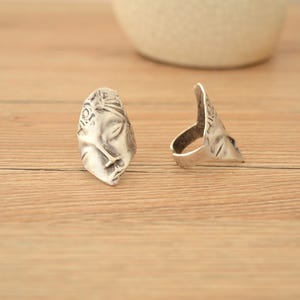 Replica of Archaeological Finds Ring Jewellery, Archaeological Face Ring, Adjustable Stackable Silver Statement Ring, Ancient Greek Jewelry image 9