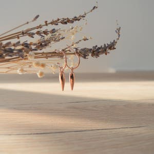 Rose Gold Spike charm earrings, Rose Gold dangling drop earrings, Rose Gold Stud Earrings, Bohemian Rose Gold Bridesmaid Earrings image 3