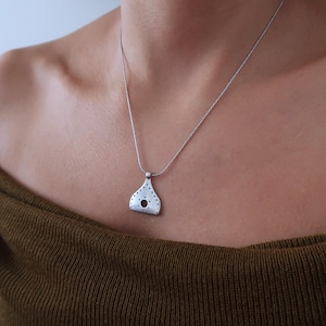 Dotted Flask Coin Pendant Necklace: Silver Stainless Steel Jewelry