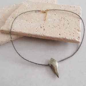 PYRITE Beaded Gemstone Necklace with Arrowhead Pendant, Bohemian Modern Delicate Punk Rock Style Semi-Precious Beads Jewellery, Gift for her image 5