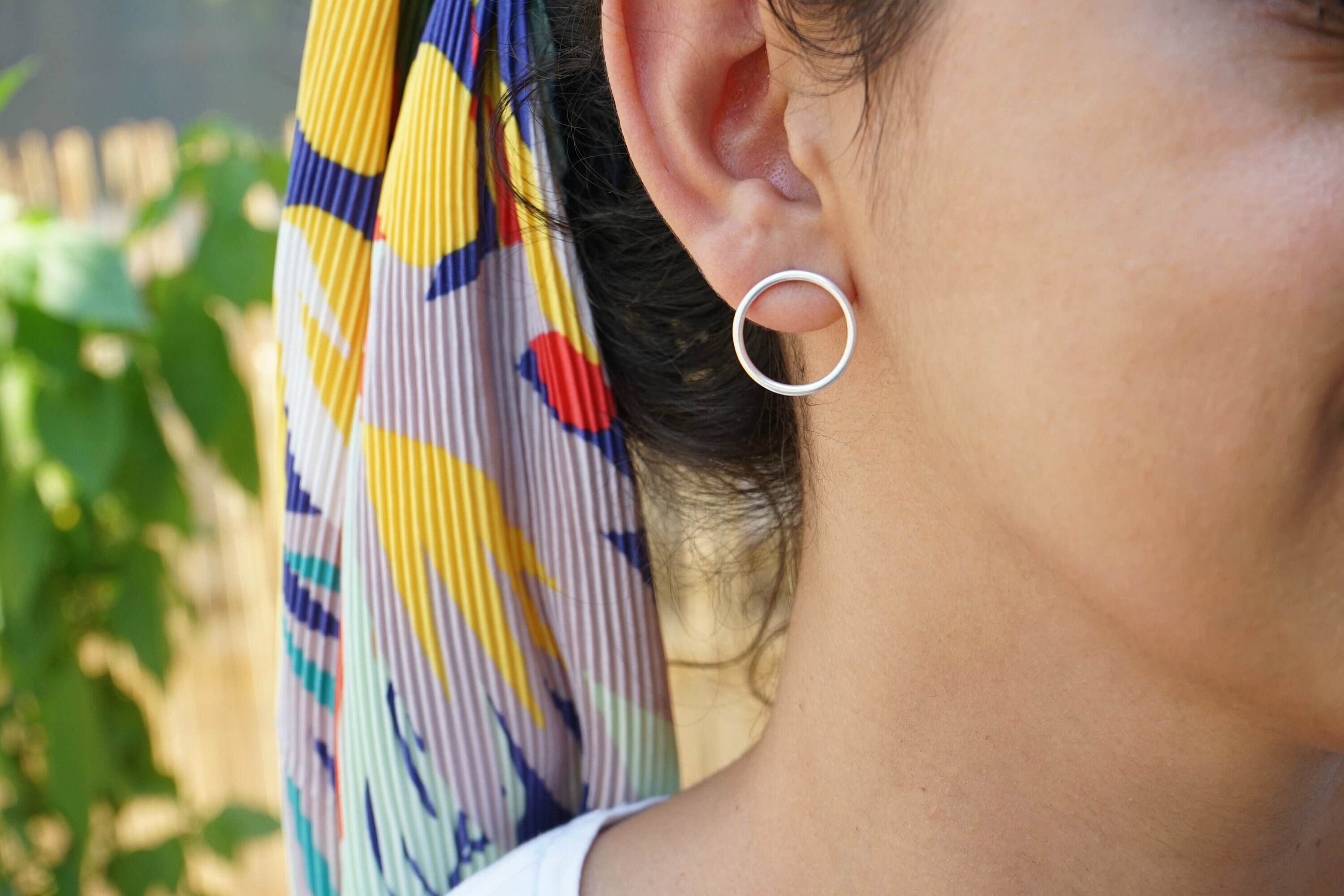 Silver Circle Stud Earrings Simple Tiny Earrings Geometrical Etsy