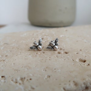 Silver Honey Bee Stud Earrings: Minimalist Dainty Best Modern jewelry online, Everyday Wear, lightweight earrings hypoallergenic, gift image 5