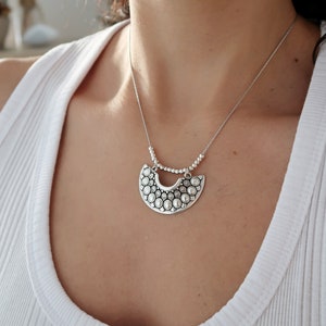 Antique Silver Greek SHIELD pendant layered necklace, Ancient Greek Inspired jewelry, Ethnic Tribal Historic Hellenic Medallion Necklace image 8